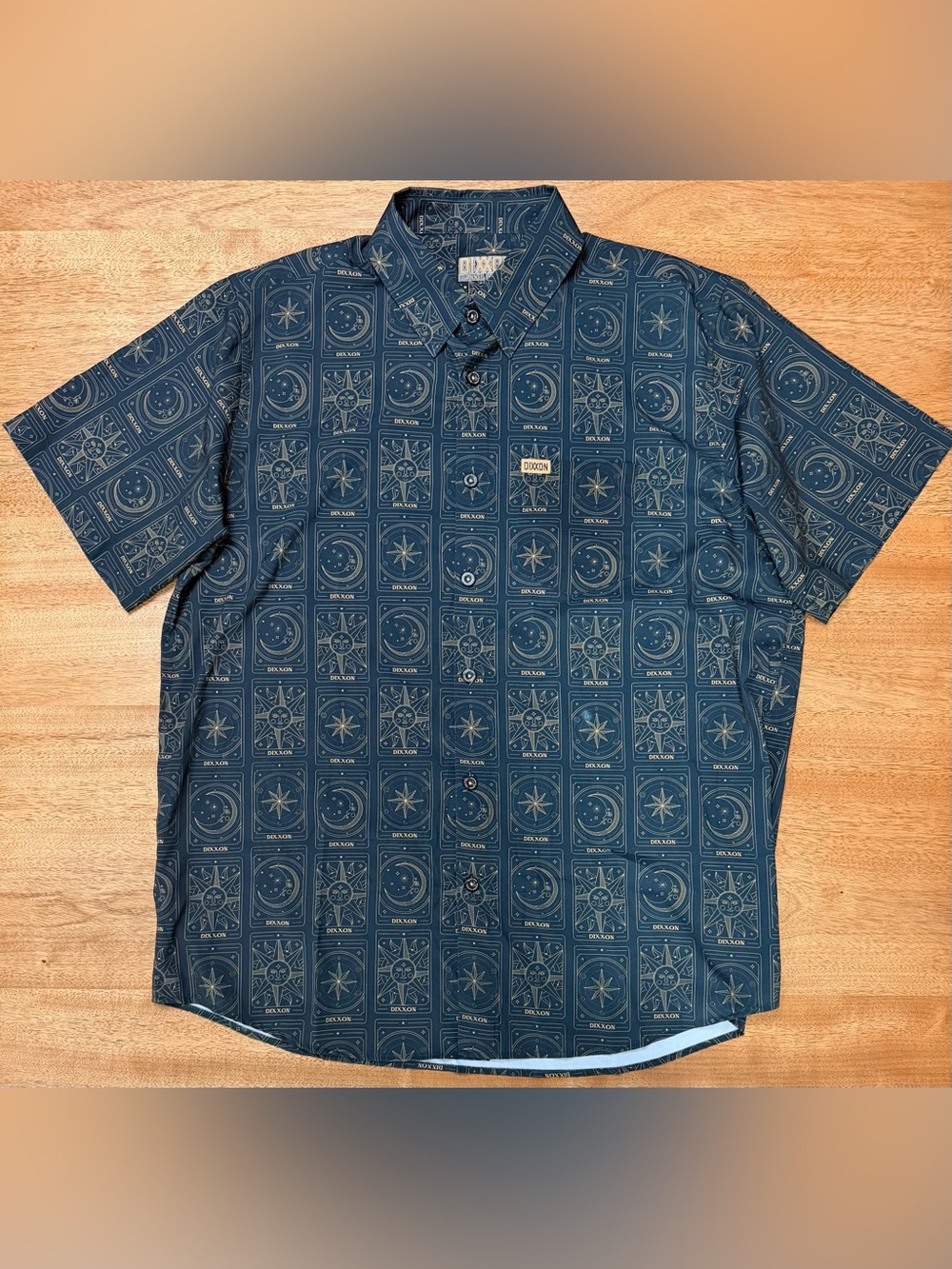 Dixxon - “The Card” Men’s Black Tarot Short Sleeve Button Up, Size XL